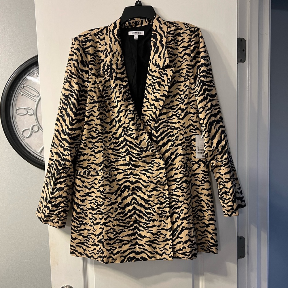 NWT Good American oversized Double breasted animal print blazer size 4